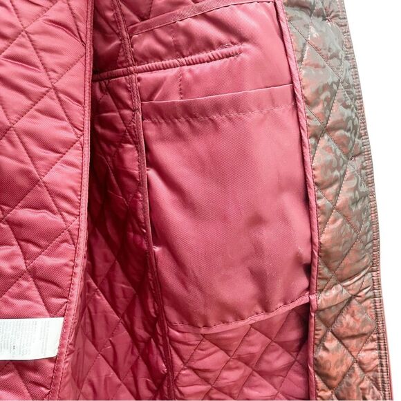 Chico’s Long Quilted Animal-Print Midi Coat Shimmer Burgundy Size 3 | XL 16-18 - Picture 12 of 16